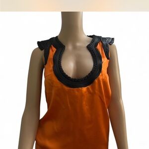 Costume National Vintage Orange and Black Sleeveless Top